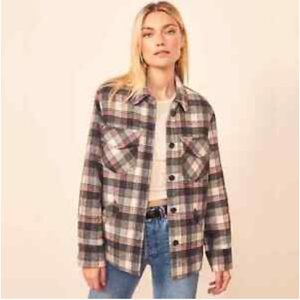 Like new Reformation Woodside Wool Blend Plaid Check Shacket size m